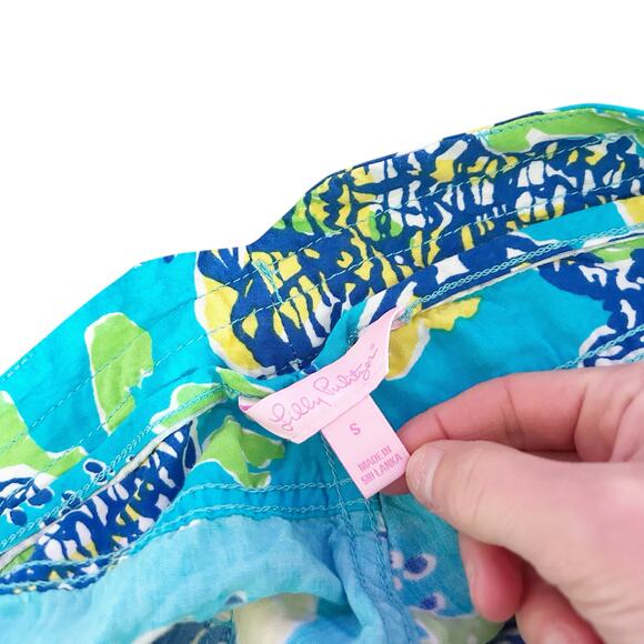 Lilly Pulitzer Lorena Breezy Palazzo Pants Turquoise Seashell Sz S - Picture 2 of 4